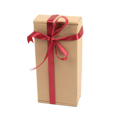 ribbon red gift box isolated on white background