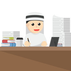 businessman arabian work many tasks