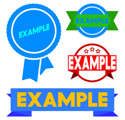 Set of ribbon with Example text. Banner template. Label sticker. Sign.