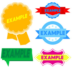 Set of ribbon with Example text. Banner template. Label sticker. Sign.