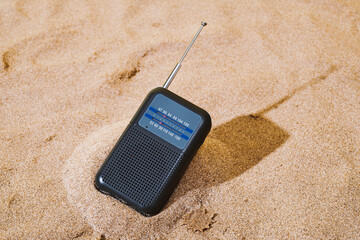 radio receiver on the sand