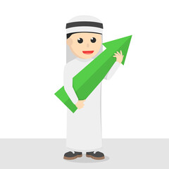 businessman arabian hold up arrow