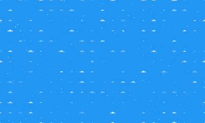 Seamless background pattern of evenly spaced white mother's day symbols of different sizes and opacity. Vector illustration on blue background with stars