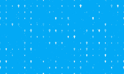 Seamless background pattern of evenly spaced white ice cream balls symbols of different sizes and opacity. Vector illustration on light blue background with stars