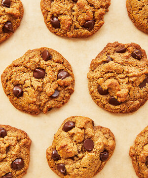 Tray of Freshly Baked Chocolate Chip Cookies