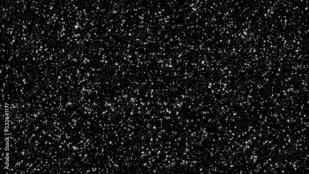 Wall mural beautiful loop floating moving glowing many white stars particles motion on black abstract backgroun