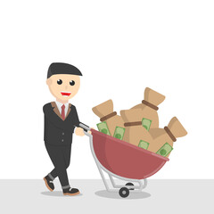 businessman pick up the money with cart