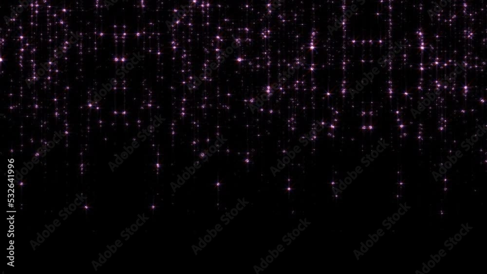 Wall mural beautiful loop abstract falling flicker glitter purple particles animation light on black background