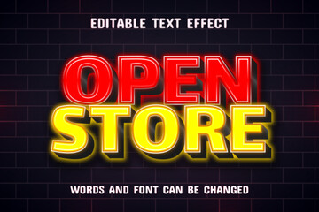 Open store neon text effect