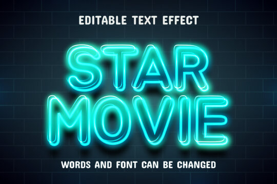 Star movie neon text effect