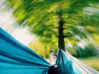 relaxing in a hammock on a summer day