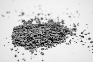 Instant coffee in granules colorless image. Black and white instant coffee.