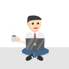 businessman work by laptop with coffe