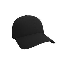 Black Cap on White Background for Mockup. 3D Illustration. File with Clipping Path.