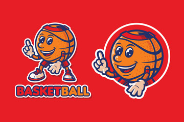 Basketball ball cartoon character mascot - Stock vector image