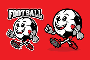 Football Soccer Ball Mascot Cartoon Illustrations Vector