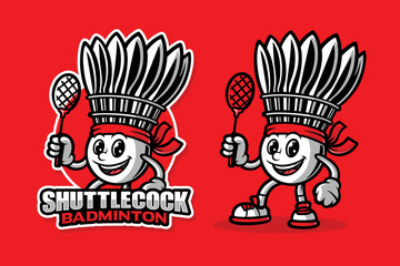 Badminton shuttlecock mascot cartoon character - Stock vector image