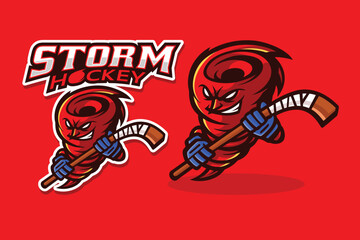 Angry Storm Tornados Hockey Mascot Character, Stock Vector Illustration.
