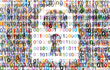 Padlock and Binary Code. Cyber Security Illustration