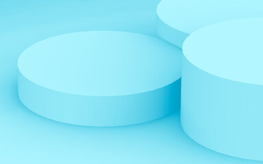Abstract 3d blue color cylinder podium minimal studio background.
