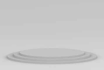 3d gray white cylinder podium minimal studio background. Abstract 3d geometric shape object illustration render.