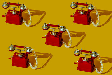 old red telephones
