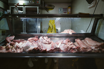Fresh Raw Beef Steaks In A Display