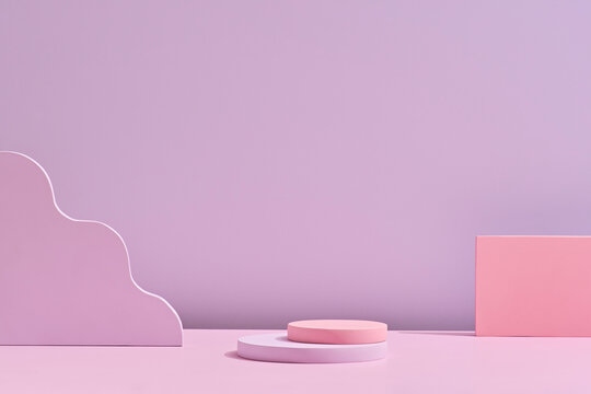 Pink props on violet background