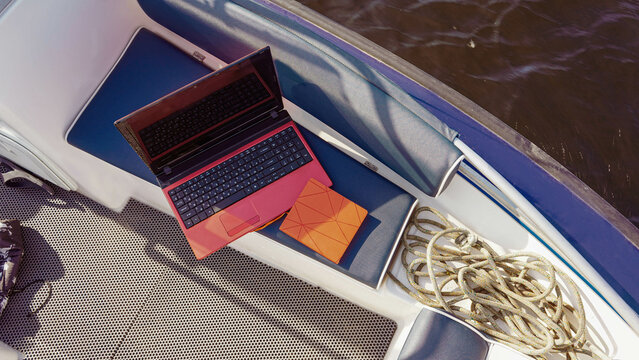 workplace on the speedboat