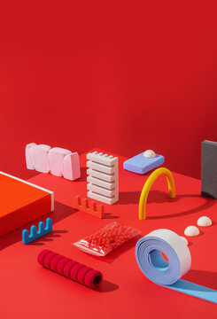  models and objects arranged precisely