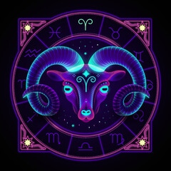 Neon zodiac sign of Aries