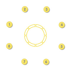 Basic circle infographic with 8 steps, process or options.