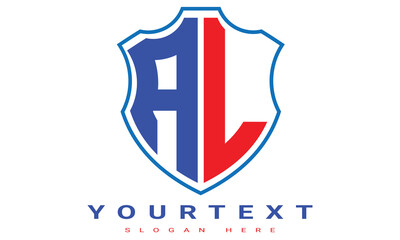 Fototapeta premium AL Two letters shield logo design.