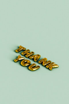 Gold Thank You Balloons. 3d render