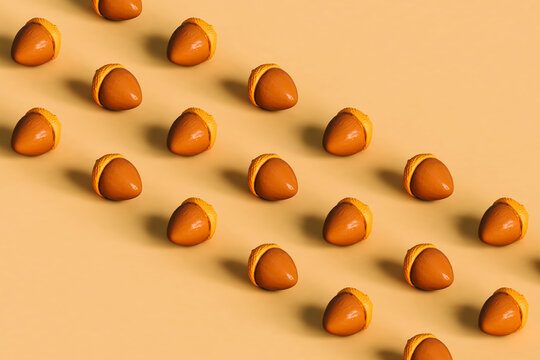 three rows of acorns