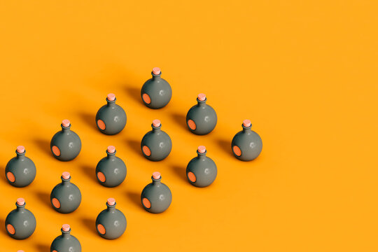 rows of  Halloween Witches' Potions