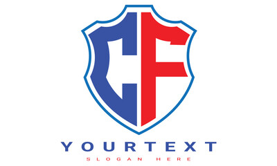 Fototapeta premium CF Two letters shield logo design.