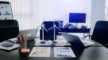 Carbon emissions to limit global warming and climate change to reduce CO2 levels through sustainable development. Business working with meeting room reduce CO2 concept .
