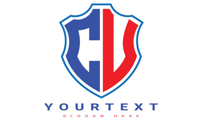 Fototapeta premium CU Two letters shield logo design.