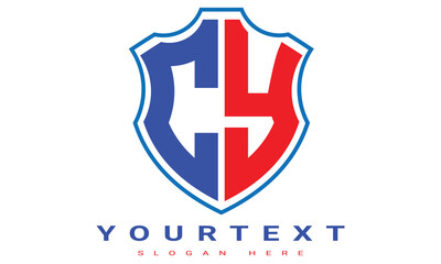 Fototapeta premium CY Two letters shield logo design.
