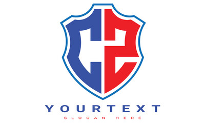 Fototapeta premium CZ Two letters shield logo design.