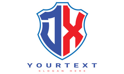 Fototapeta premium DX Two letters shield logo design.