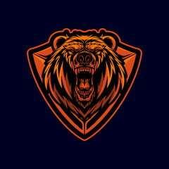 Grizzly bear vector logo design mascot esport illustration