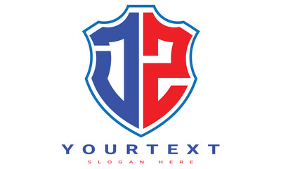 Fototapeta premium DZ Two letters shield logo design.