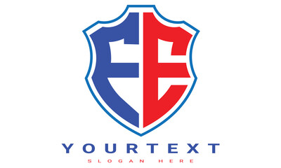 Fototapeta premium FE Two letters shield logo design.