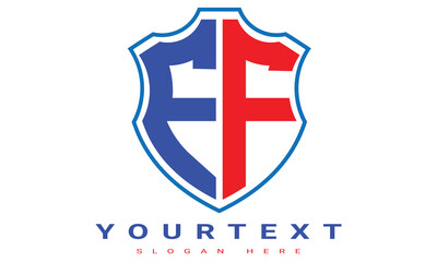 Fototapeta premium FF Two letters shield logo design.