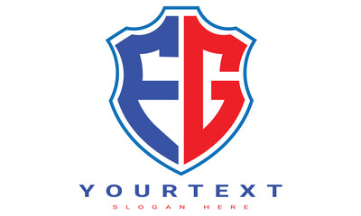 FG Two letters shield logo design.