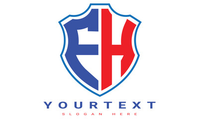 Fototapeta premium FH Two letters shield logo design.