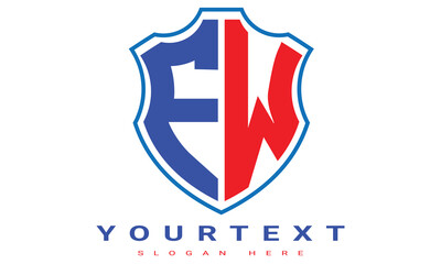 Fototapeta premium FW Two letters shield logo design.