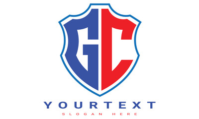 Fototapeta premium GC Two letters shield logo design.